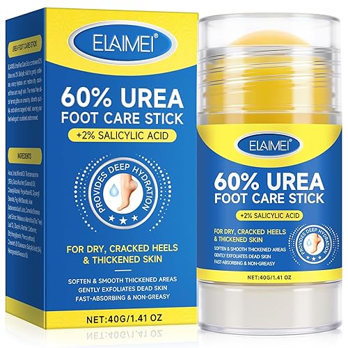 Crema en barra de urea 60% más 2% ácido salicílico, crema de urea para pies y callos de máxima fuerza para talones secos agrietados, manos,