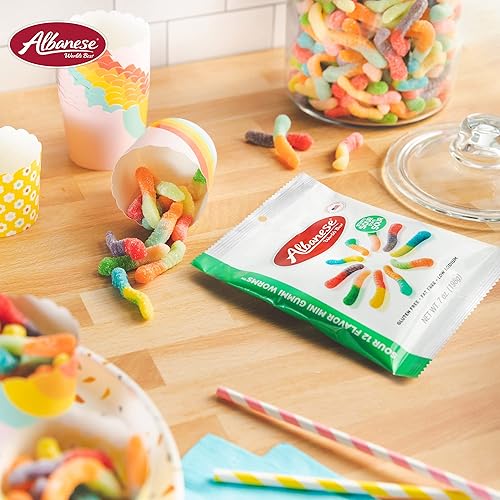 Miniatura 5 de Albanese World's Best Sour 12 Flavor Mini Gummi Worms Bolsa de dulces de 7 onzas, paquete de 12 12 sabores únicos súper ácidos, sin gluten, sin