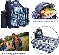 Vista 3 de Apollo walker Picnic Backpack Set for 4 with Cooler Compartment,Detachable Bottle/Wine Holder Including Large Picnic Blanket(45"x 53") for Picnic