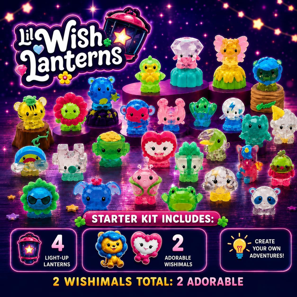 Lil Wish Lanterns Paper Lantern Starter Pack 2026 Version - Surprise Collectible Characters and Figures for Imaginative Play, Gift for Girls, Light Up Toy, Styles May Vary