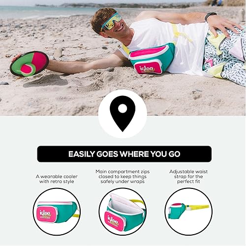 Miniatura 4 de Igloo Riñoneras retro, bolsa cruzada aislada, riñoneras de moda, paquete de cadera de viaje ajustable y ligero