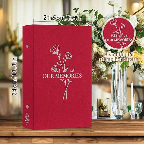 Vista 67 de Lanpn Álbumes de fotos pequeños de 4 x 6 pulgadas, 50 imágenes, paquete de 2 unidades, mini capacidad de lino Our Memories, juego de bolsillos
