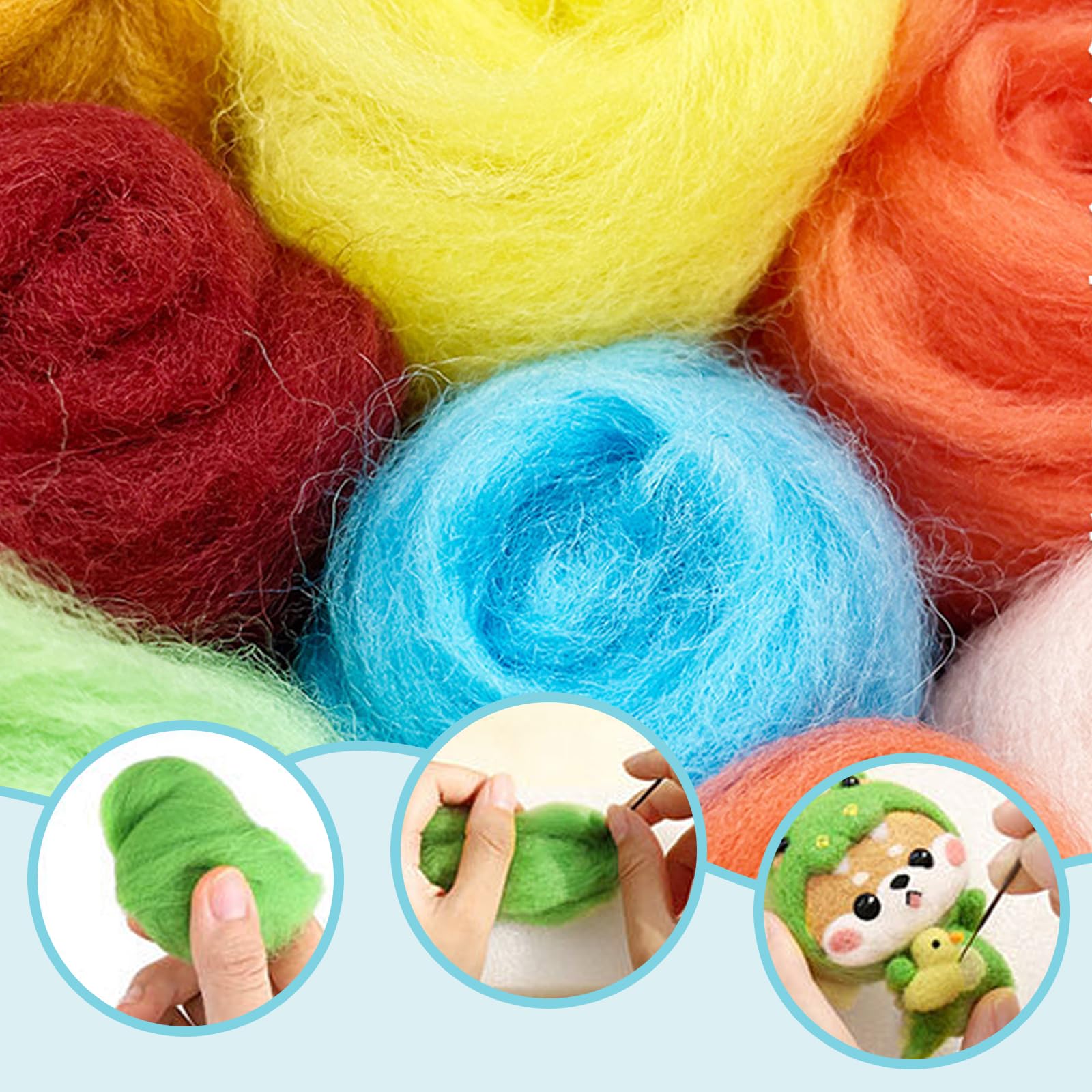 Joyeee Naaldviltenkits voor volwassenen, met 40 kleuren vilten wol zwervende set, viltnaalden, premium naaldvilten wolvilten kits voor beginners en volwassenen, vilten mal, knutselwol schilderen