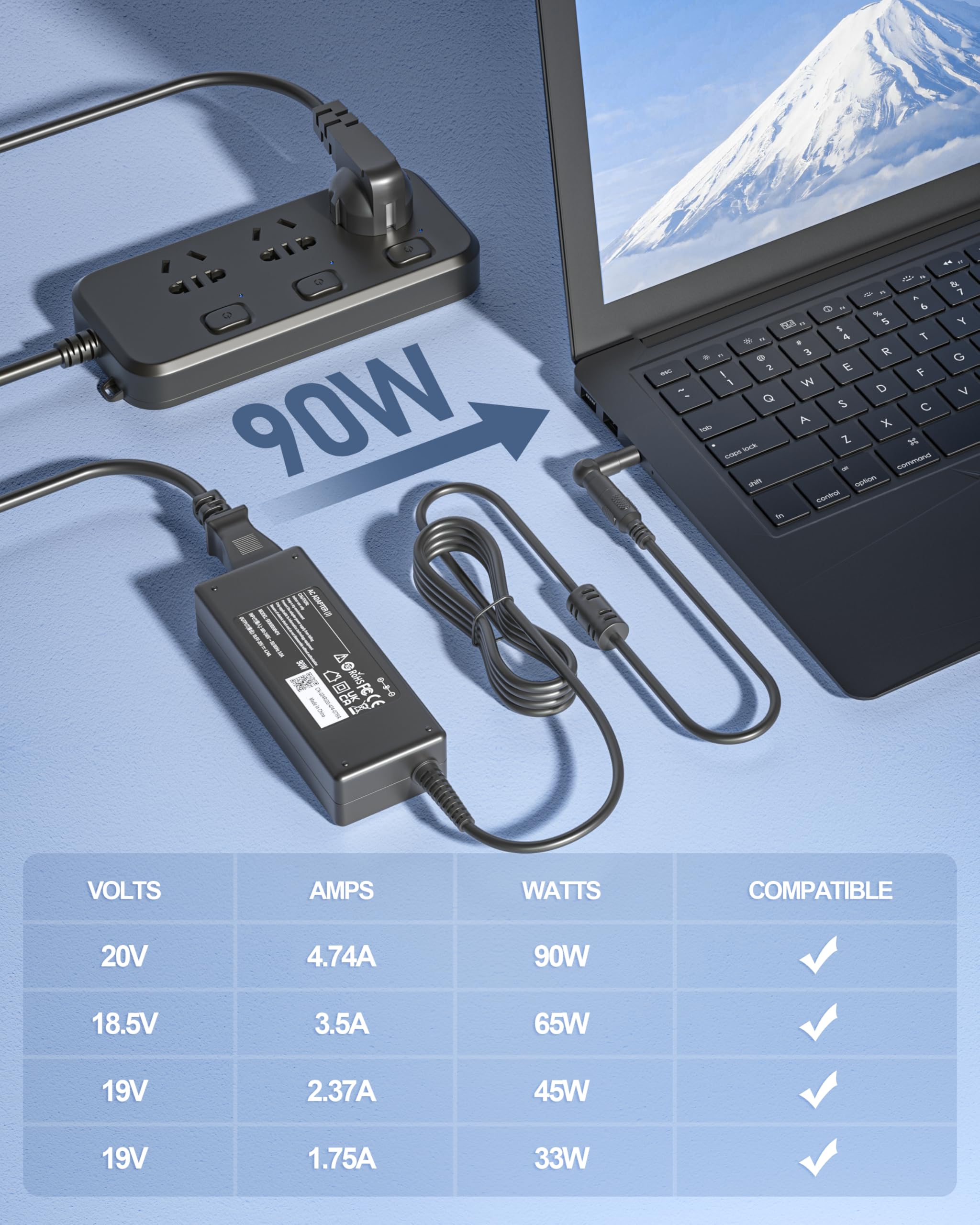 90W Alimentatore Universale Caricatore PC Portatile per HP ASUS Acer Dell Sony Samsung Fujitsu Gateway MSI Medion Notebook Ultrabook Chromebook Adattatori