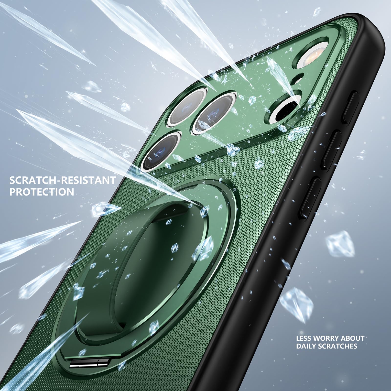 Dünne Hülle für iPhone 17 Pro Max/17 Pro/17 Air/17, Stoßfeste rutschfeste Schutzhülle mit Metall Ring Ständer Kameraschutz Handyhülle,Schwarz,17 Pro