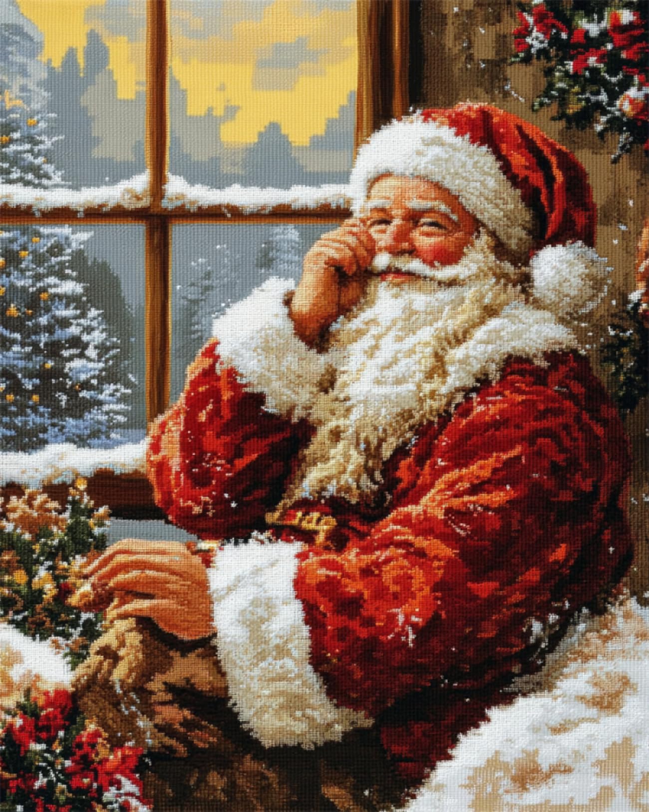 Rkflgew F 14Ct Airy Tale Characters Cross Stitch Kits Or Adults Santa Claus Cross-Stitch Kits Or Beginner Or Adults,Diy Easy Counted Needlework Embroidery Set Home Decoration 30X40 Cm