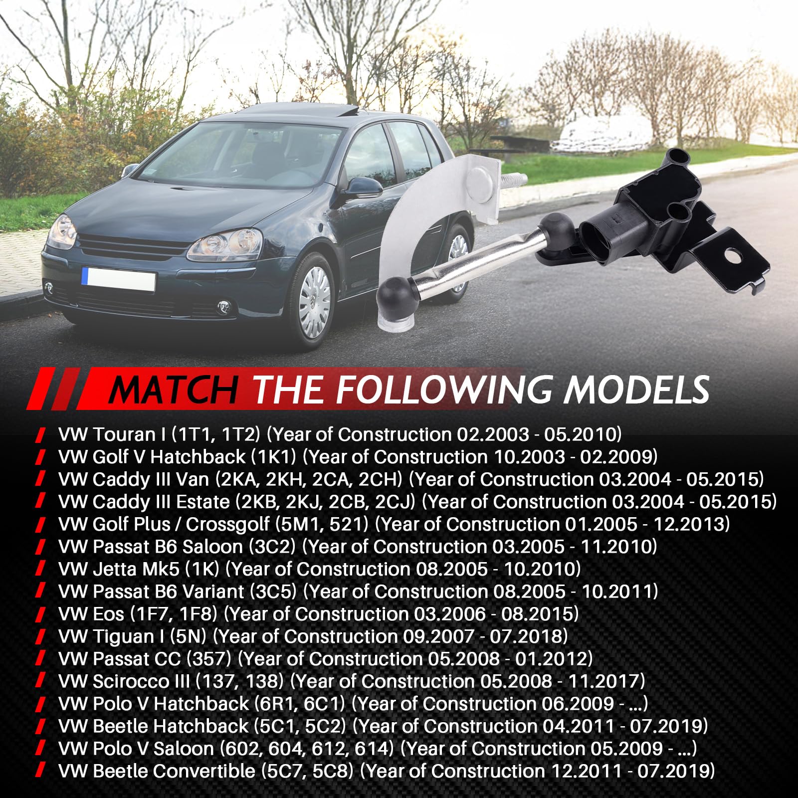 Niveausensor Gestänge Niveau Sensor Scheinwerfer Regelungs Sensor Ersatz für 2003-2012 A3 8P1 8P7 Golf V VI Plus Variant Superb II Yeti Autozubehör Teil# 1K0941274C 1T0907503B 1T0907503A