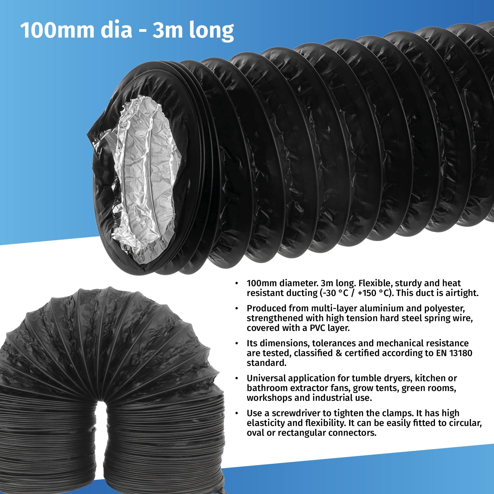 Tubo Flessibile For Condotto Di Scarico Dell'asciugatrice Da 4 - Foto 3