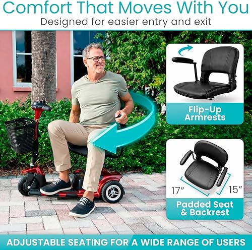 Vista 5 de Vive Patín de movilidad de 3 ruedas – Silla de ruedas móvil alimentada por electricidad para adultos – Plegable, desmontable y compacta para viajes