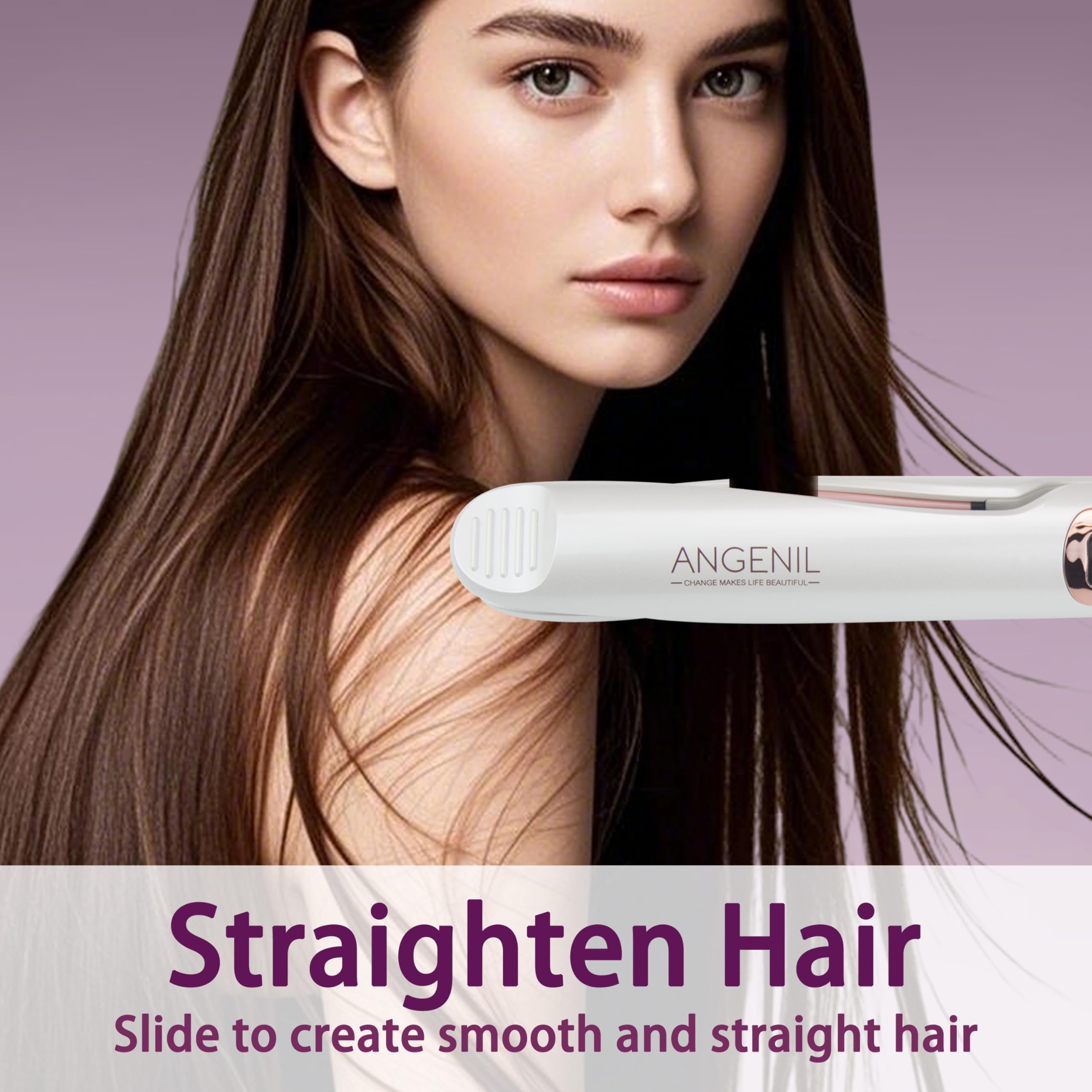 ANGENIL Pro Lisseur Twist pour femme, fer à lisser et boucler en céramique 2 en 1, double tension avec tapis en silicone résistant à la chaleur, écran LCD, température réglable de 130 à 230 °C