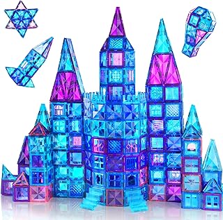 AFUNX Magnetic Tiles, 116PCS Magnet Building Blocks, 3D Diamond Magnetic Blocks, Construction Stem Toys for Kids, Educational Toys for Boys Girls Ages 3 4 5 6 7 8 (116 PCS)