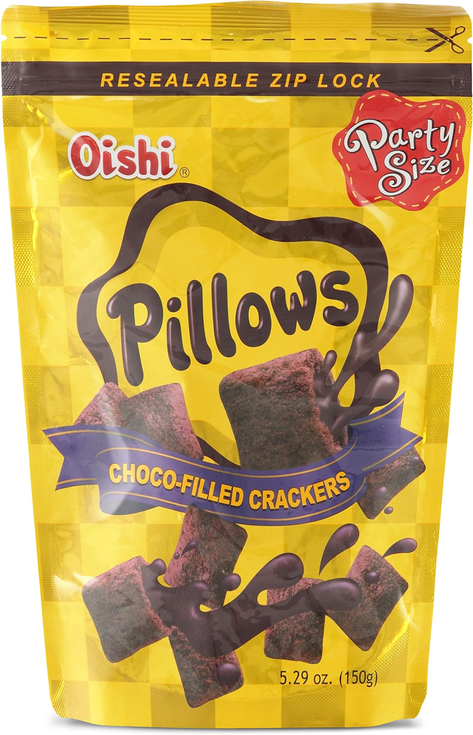 Oishi Pilows Choco-Filled Crackers Party Size, 5.29 oz, 2 packs