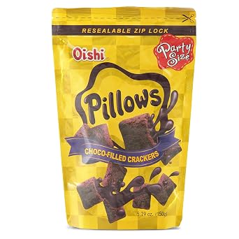 Oishi Pillows Crackers Party Size 5.29Oz Choco, 4 Pack