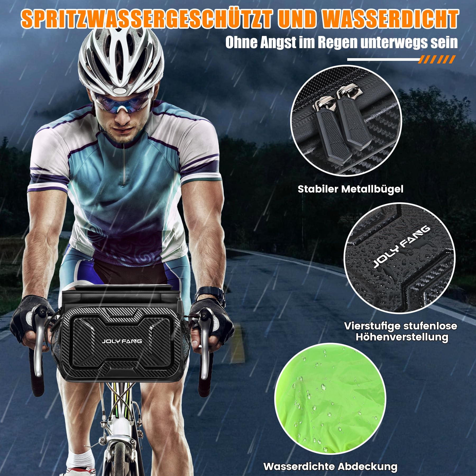 Torba na kierownicę rowerową 7L – wodoodporna torba na kierownicę z adapterem do roweru i roweru elektrycznego, torba na kierownicę z ekranem dotykowym i odpinanym paskiem na ramię