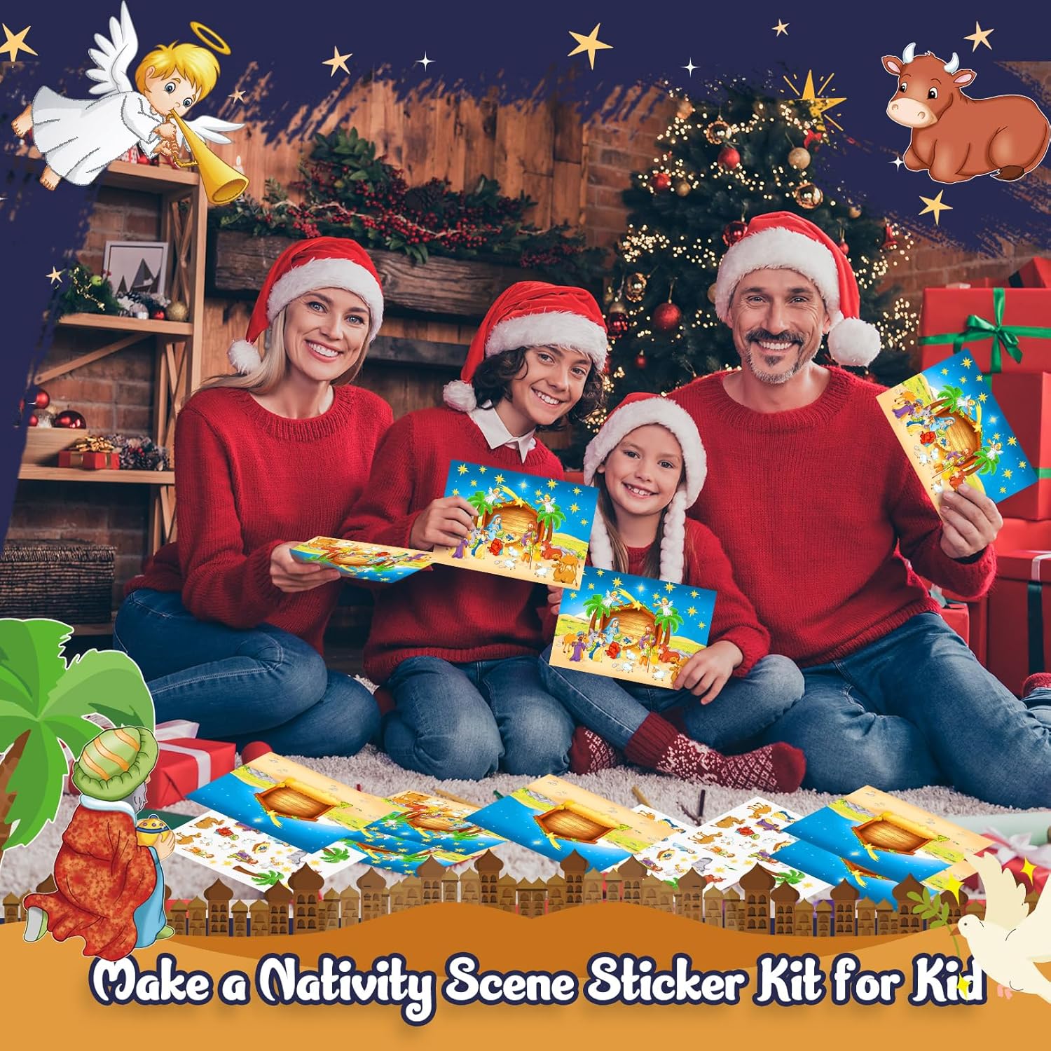 Yexiya 120 Sheets Christmas Nativity Stickers Make a Jesus Scene Crafts Kit Nativity Crafts for Religious Party Jesus Set for Xmas DIY Christian Stickers for Christmas Art Supplies(Classic)
