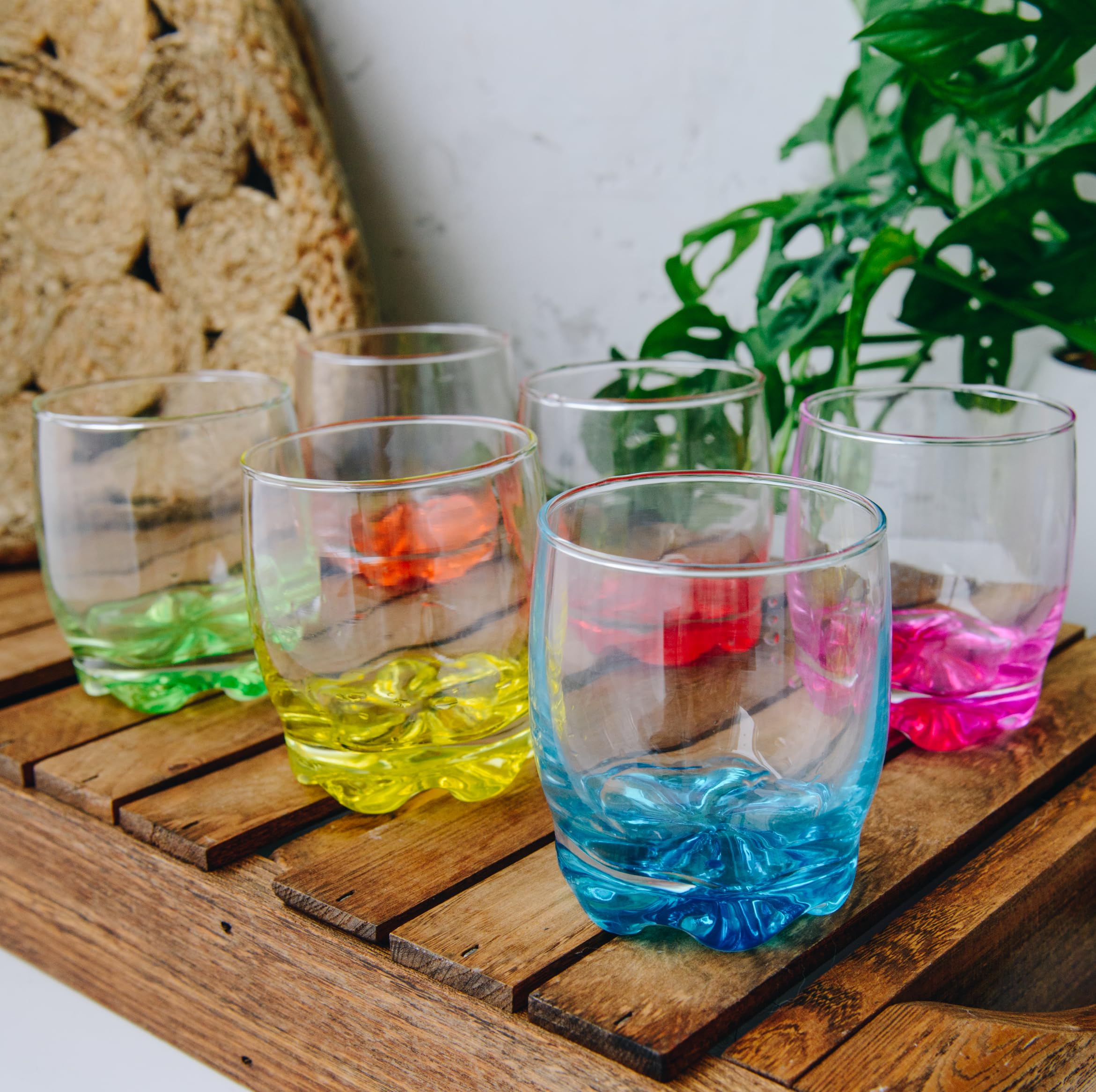 Glasmark KROSNO, 250ml, Zestaw 6 szt., Szklanki do picia z kolorowym dnem, Longdrink, Woda, Sok, Idealne do domu, restauracji, wysokie połysk