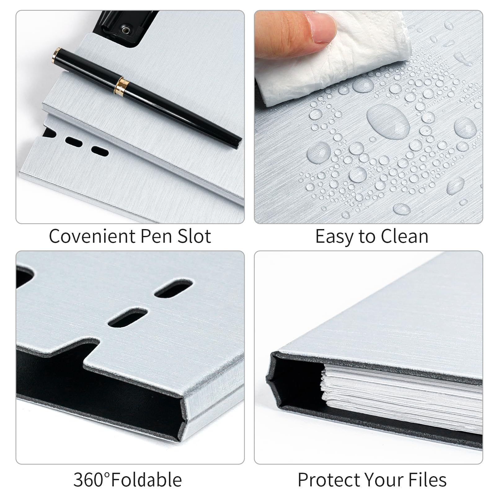 A4 Portapapeles con Pinza,5 Piezas Portapapeles con Tapa(Gris) | A4 Clipboards Tablero de Escritura