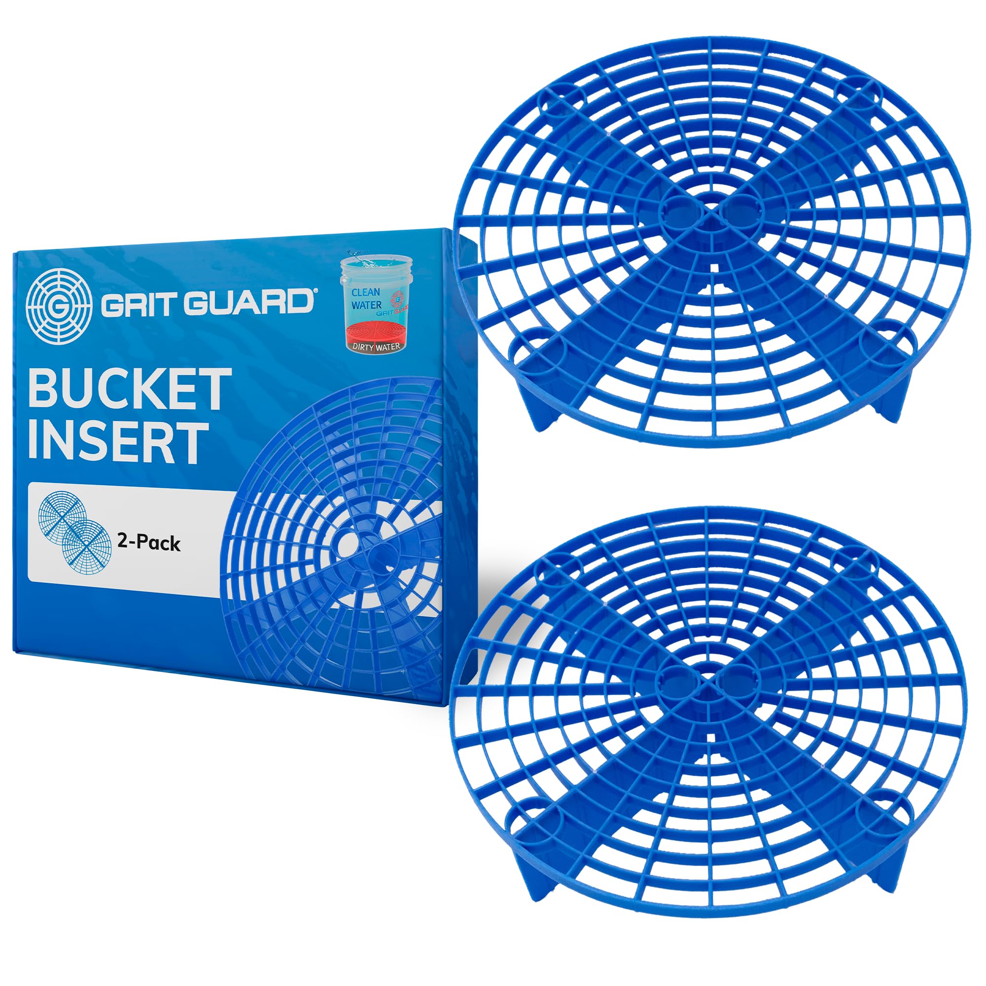 The Original Grit Guard Blue Bucket Insert (2 Pack) | 10" Diameter Car Wash Bucket Guard for Car Washing & Detailing | Compatible with 3.5, 4, 5 and 6