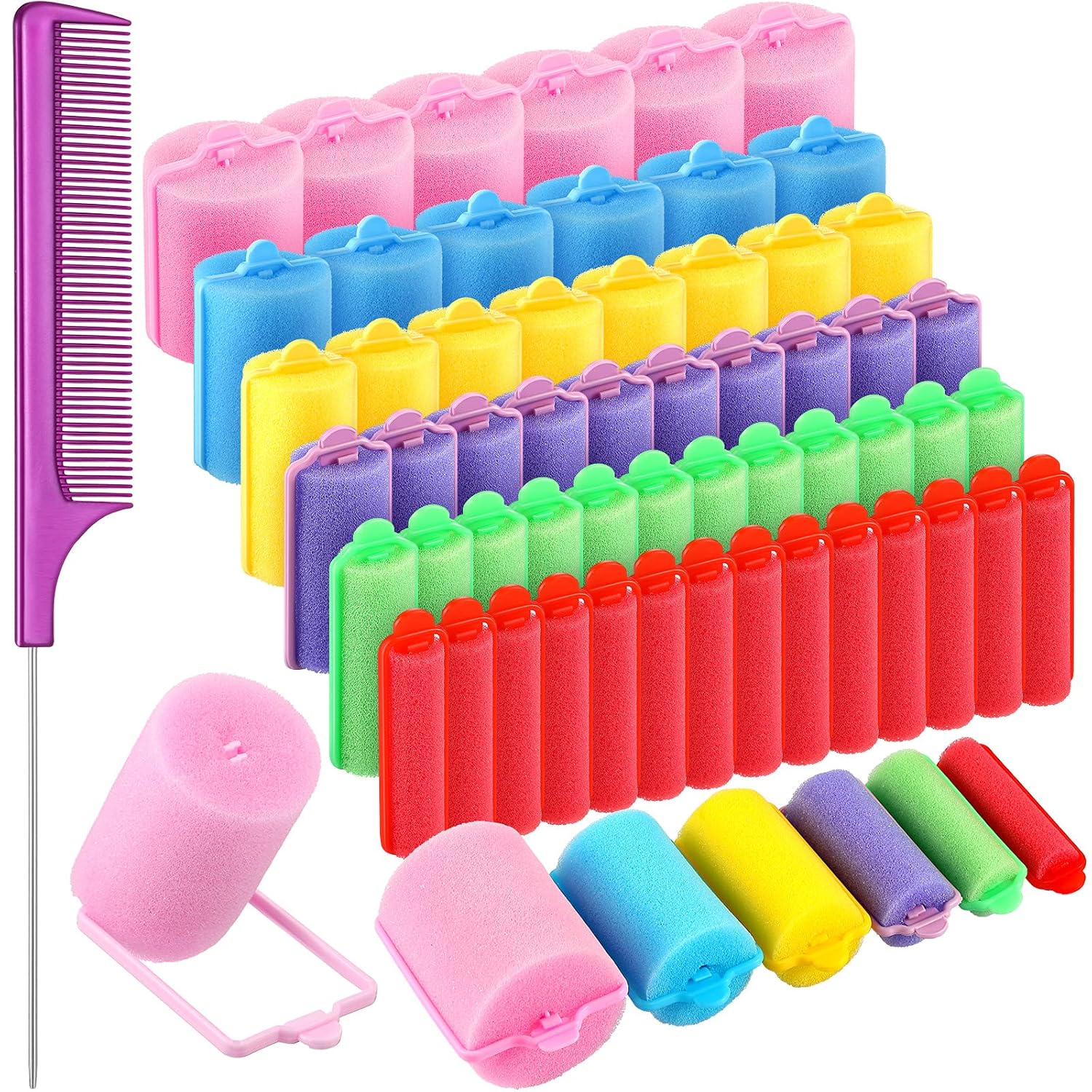 56 Pieces Foam Sponge Hair Rollers Soft Sleeping Hair