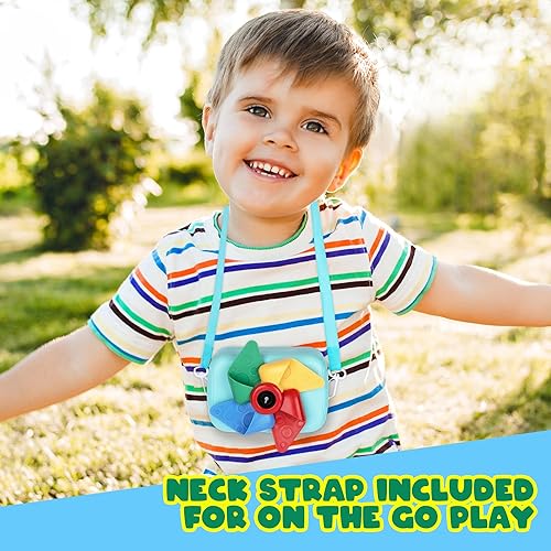 Miniatura 7 de ArtCreativity Máquina de burbujas con cámara para niños, juguete de burbujas en forma de cámara con correa para el cuello y solución, pequeña