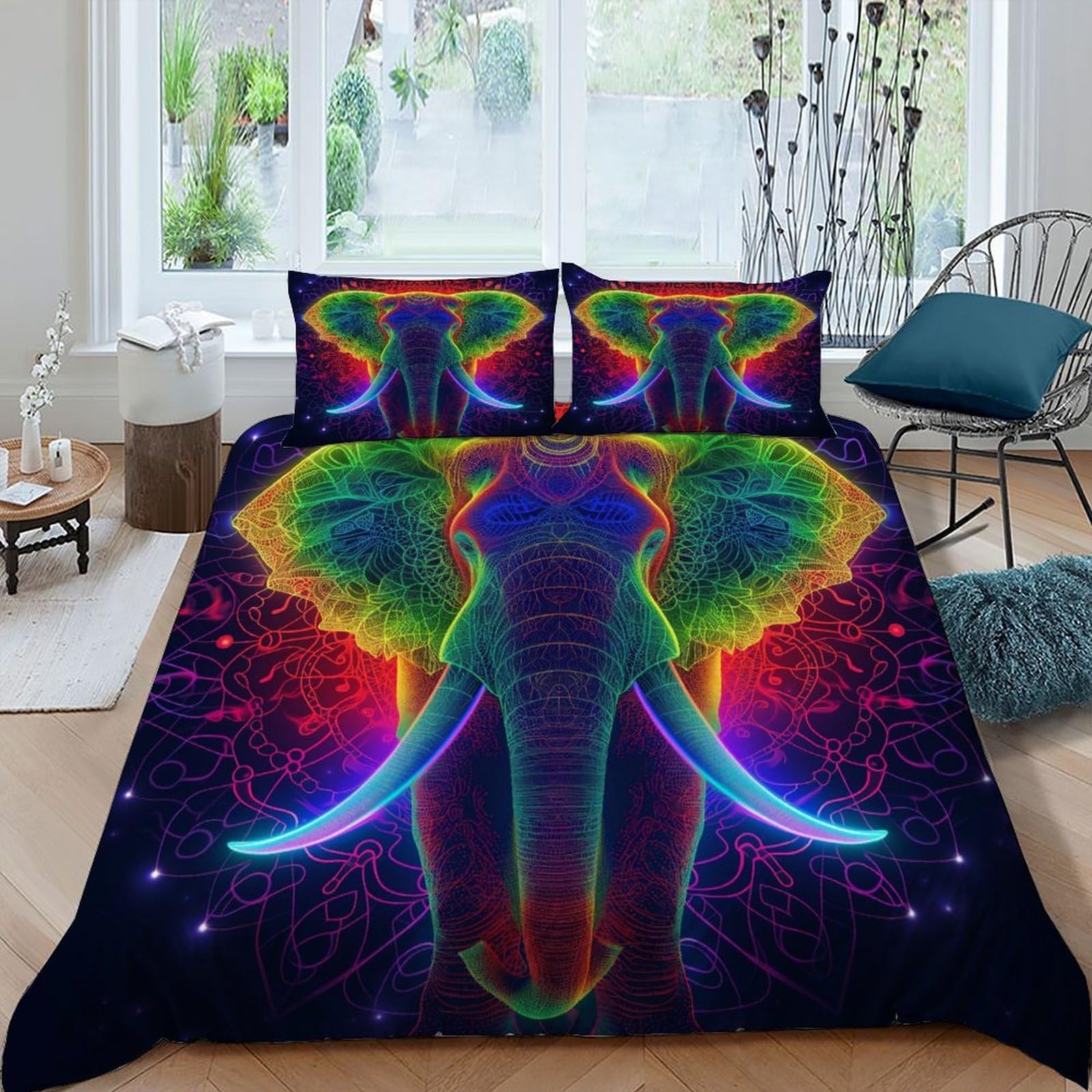 Housse de couette éléphant 220x240 cm avec 2 taies d'oreiller