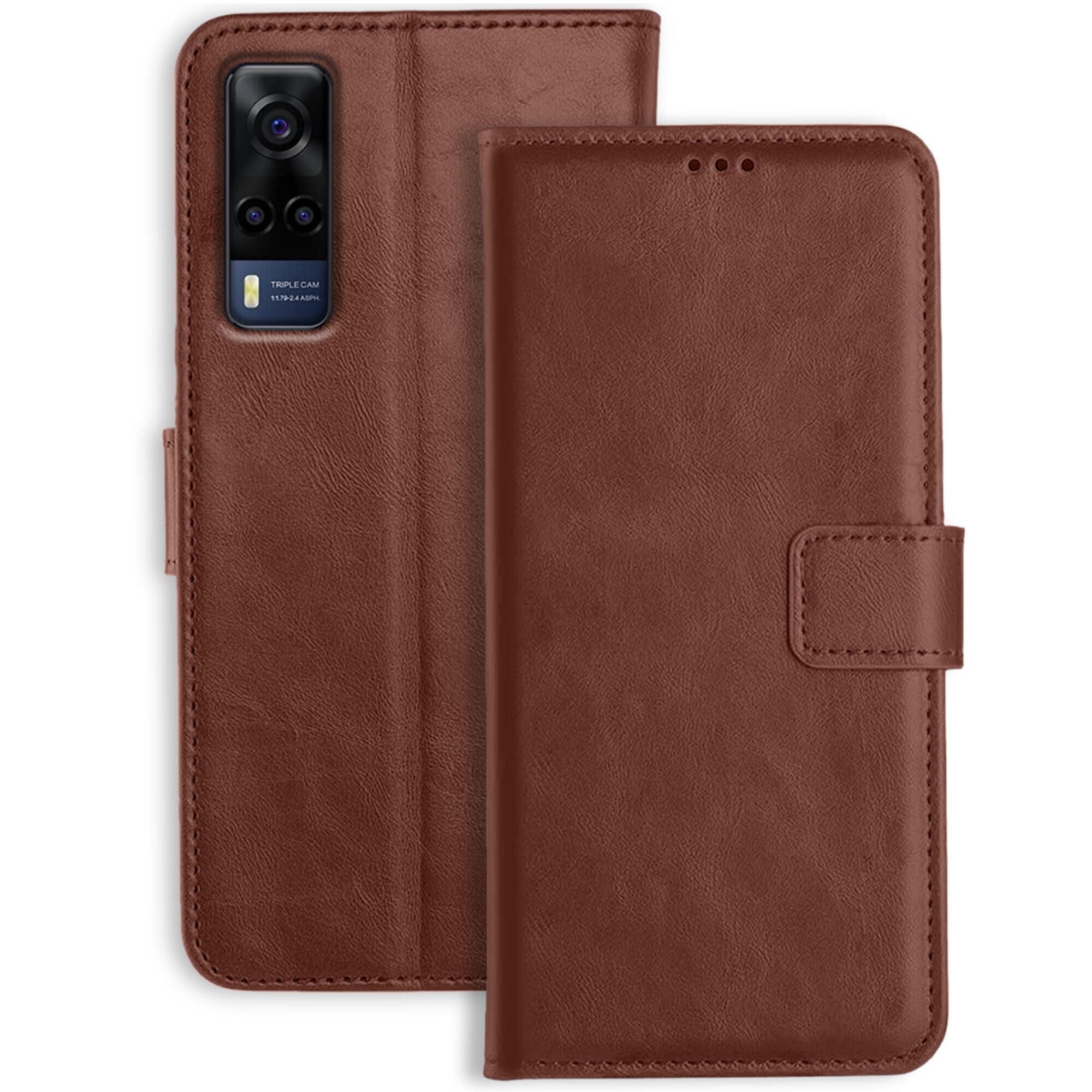 Ubros Network Vivo Y53S Flip Back Cover Case | Inbuilt Stand & Pockets | Magnetic Shockproof Leather Wallet Style Flip Case for Vivo Y53S (Brown) (B09ZTVJXKN) Amazon Price History, Amazon Price Tracker