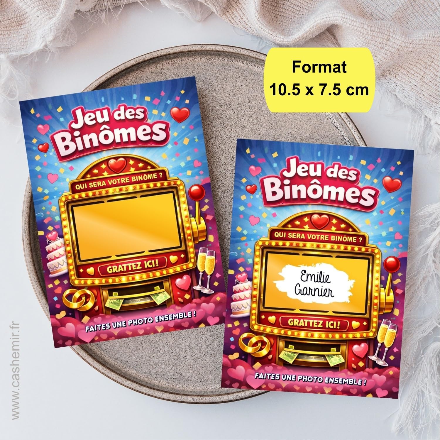Jeu des Binômes Mariage 50 Cartes à gratter | Tickets à Personnaliser | Animation Repas Mariage Anniversaire