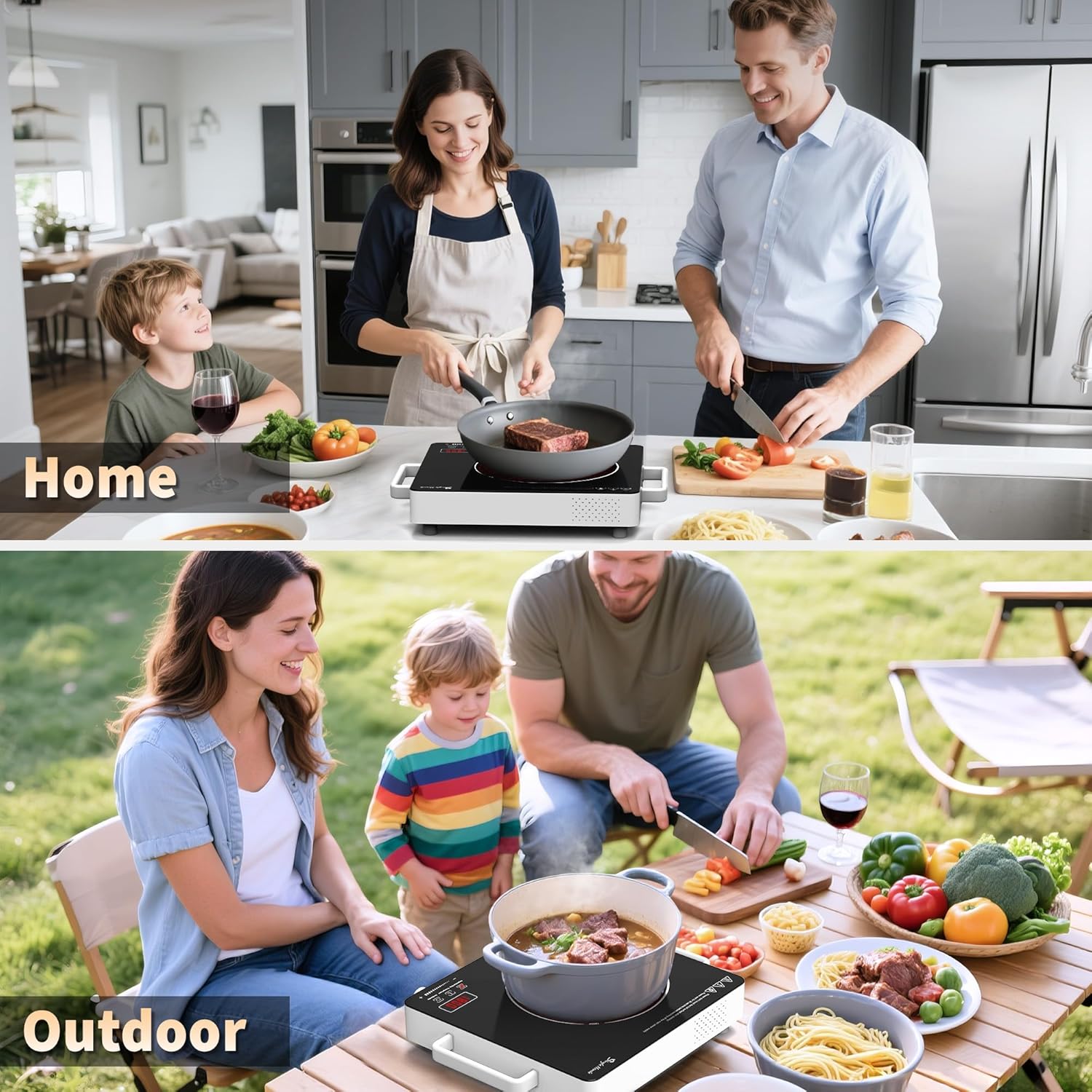 Single Burner Electric Cooktop, Portable Stove Top Burner, 1800W Electric Burner with Knob Control, 3 Hour Timer, 3 Heating Mode, 18 Power Levels, 110V - 120V Plug in