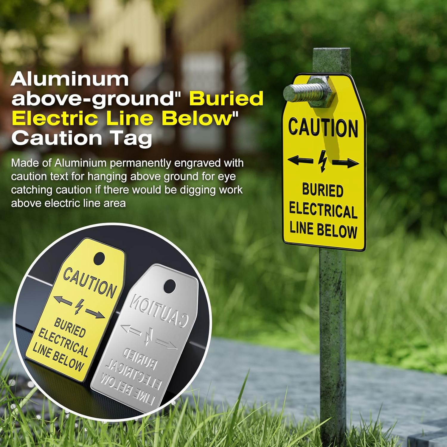 2 Roll x 1000 Feet Caution Buried Electric Line Below Red/Black Print Safety Tape with Above-Ground Caution Tag, 2 Inch x Foot 5 Mil (2 Roll 1000 feet Caution Buried Electric Line Below)