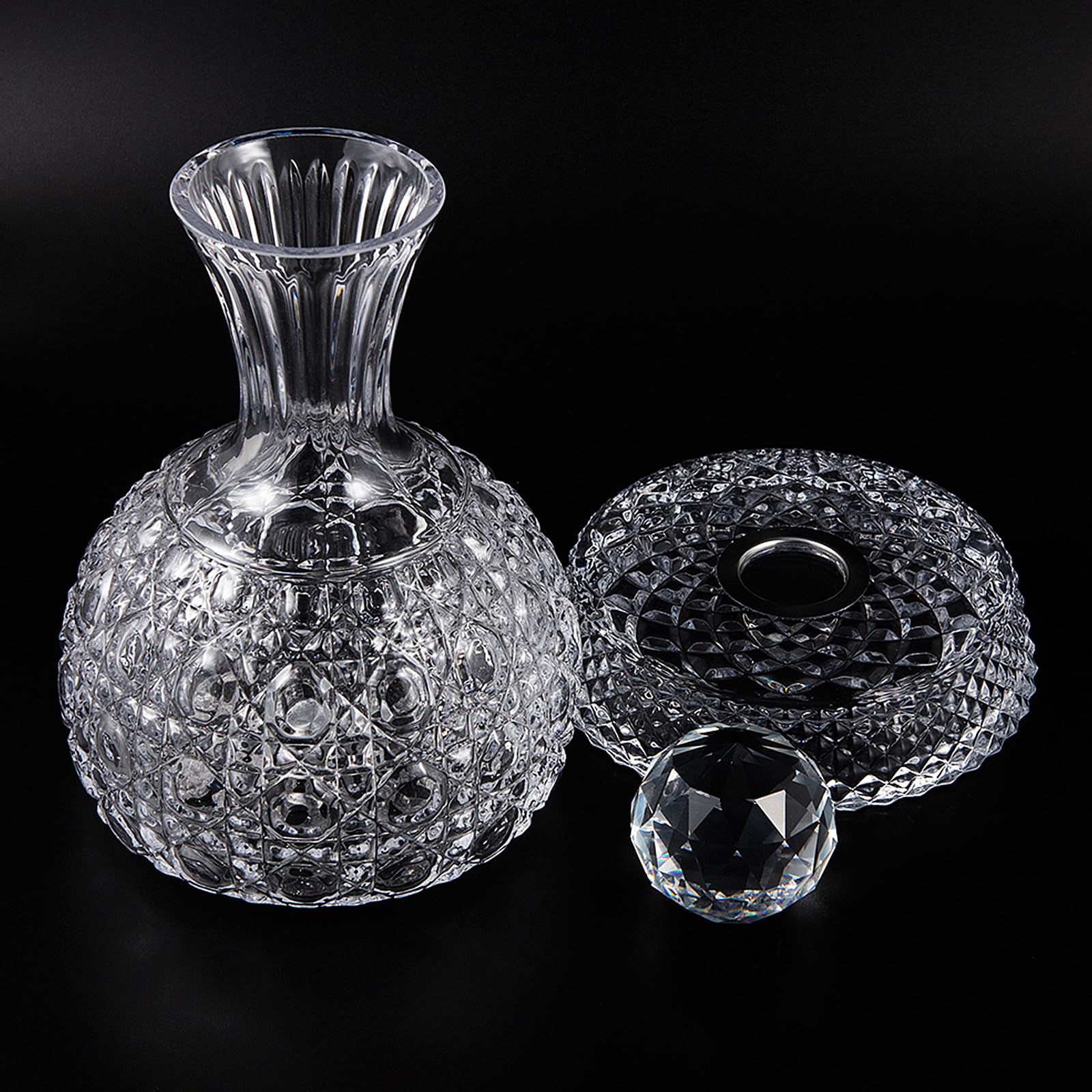 Carafe à vin en cristal - Rotatif à 360° - Aérateur de vin rouge - 1,5 l - Soufflé à la main - Sans plomb - Cadeau de luxe pour un goût plus lisse (Style 1)