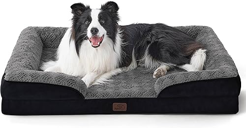 Miniatura 102 de Bedsure Camas ortopédicas para perros de gran tamaño – Cama lavable grande para perros y gatos, impermeable, cómodo sofá para perros con funda Negro