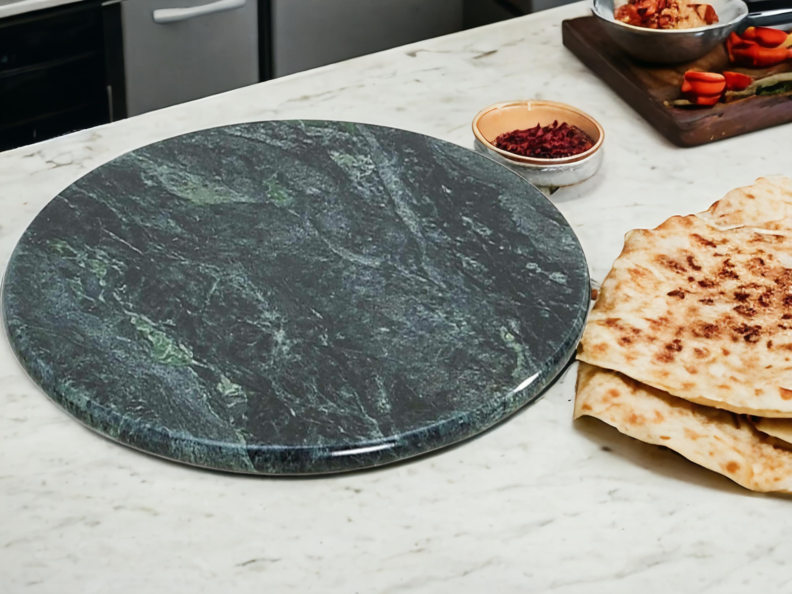SAUDEEP INDIA 10 Inch Green Marble Chakla | Roti Chakla, Chapati Roller Board | Durable Roti Maker or Pulka Maker(Only Green Chakla)