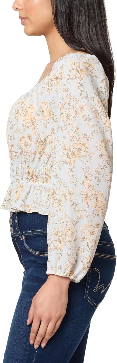 WallFlower Womens Alexandra Long Sleeve Sweetheart Blouse Top - Image 3