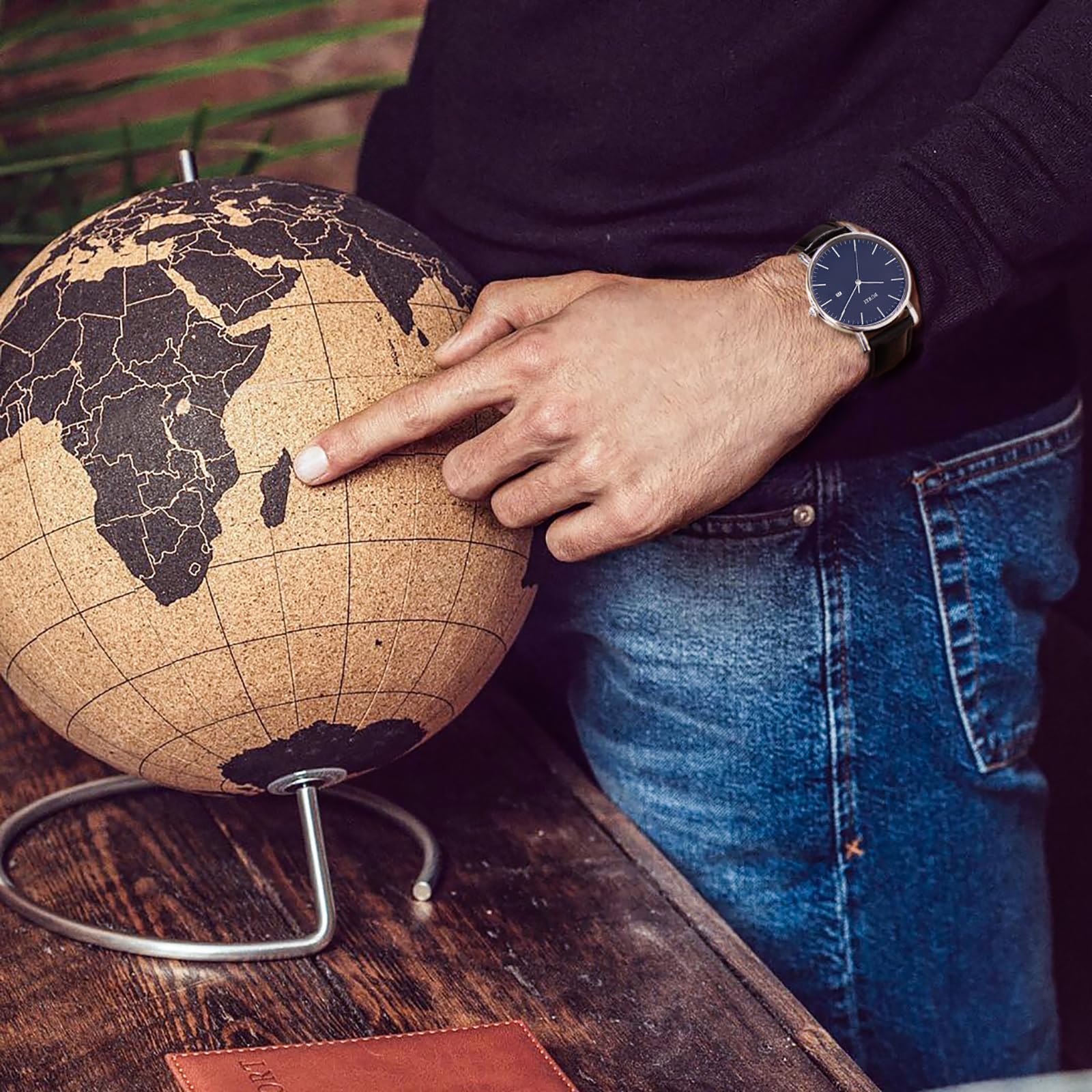 BUREI Orologi al quarzo da uomo, orologio minimalista da uomo, analogico, impermeabile, con data