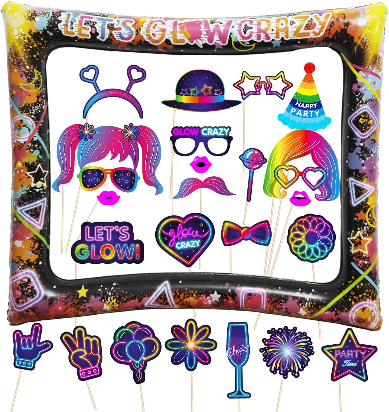 25 PCS Lets Glow Photo Booth Frame Prop and 28 x 24 Inch