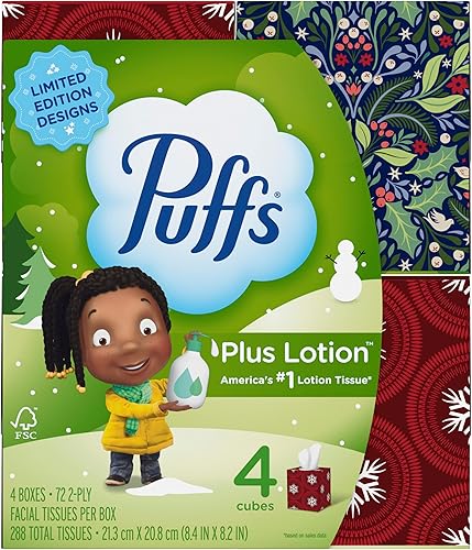Miniatura 13 de Puffs Plus Loción Facial Tissue, 4 cajas Mega Cubo, 72 pañuelos por caja