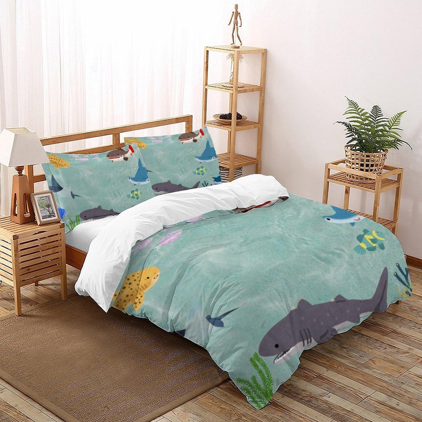 Housse de couette baleine super king 260x220 pour lit enfant avec taies