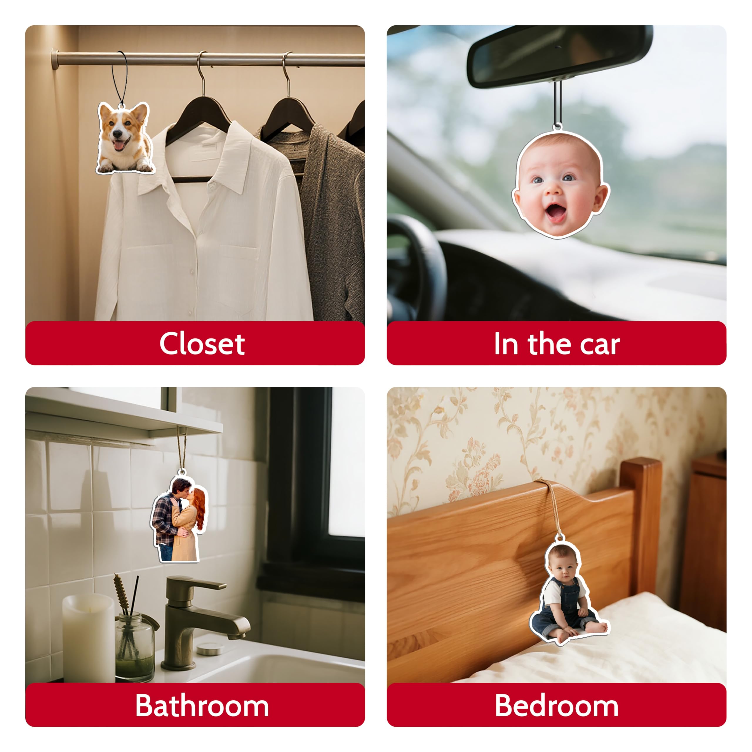 Bemaystar Custom Air Fresheners with Picture - Personalized Air Freshener for Car,Custom Double Sided Air Freshener for Wardrobe Bathroom Hanging Ornaments (Irregular Shape)