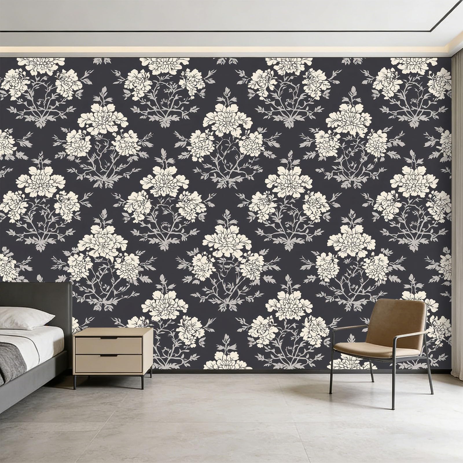 Tapeta 3D panoramiczny obraz ścienny 200 x 140 cm Chiński styl geometryczny kwiatowy tapeta gobelin panoramiczny plakat salon dekoracja ścienna do pokoju dziecięcego, beżowy