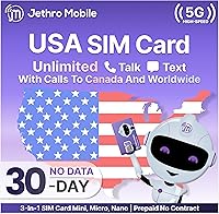 Vista 1 de $10/mes Jethro Mobile Plan de teléfono prepago, llamadas y mensajes de texto ilimitados, conversaciones internacionales a más de 80 países, trae tu