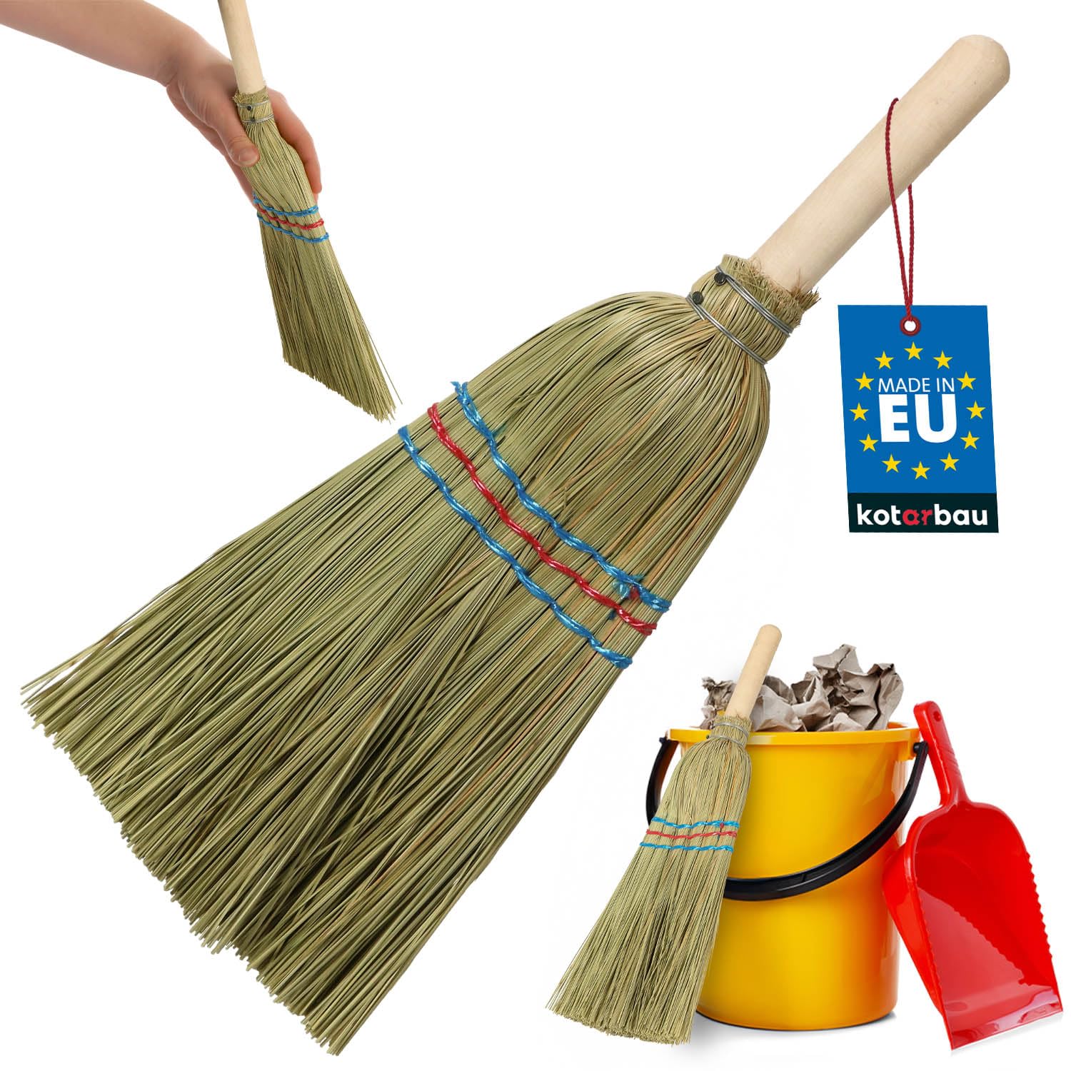 Kotarbau Beige Kotarbau® Mini Rice Straw Broom 20 Cm With Wooden Handle 10 Cm Hand Brush For Small Areas