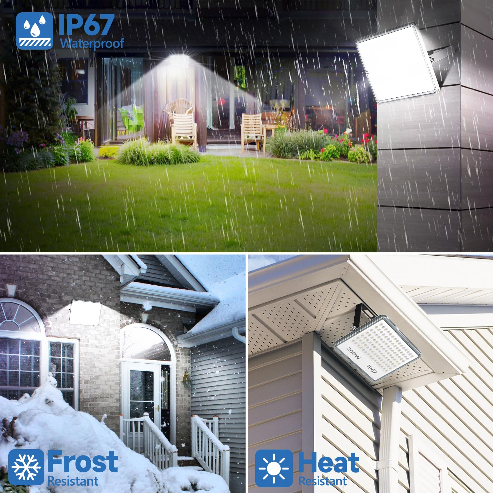 TASINUO 200W LED Floodlight Outdoor 2 Pack, 20000LM Outdoor Security Lights - Image 3
