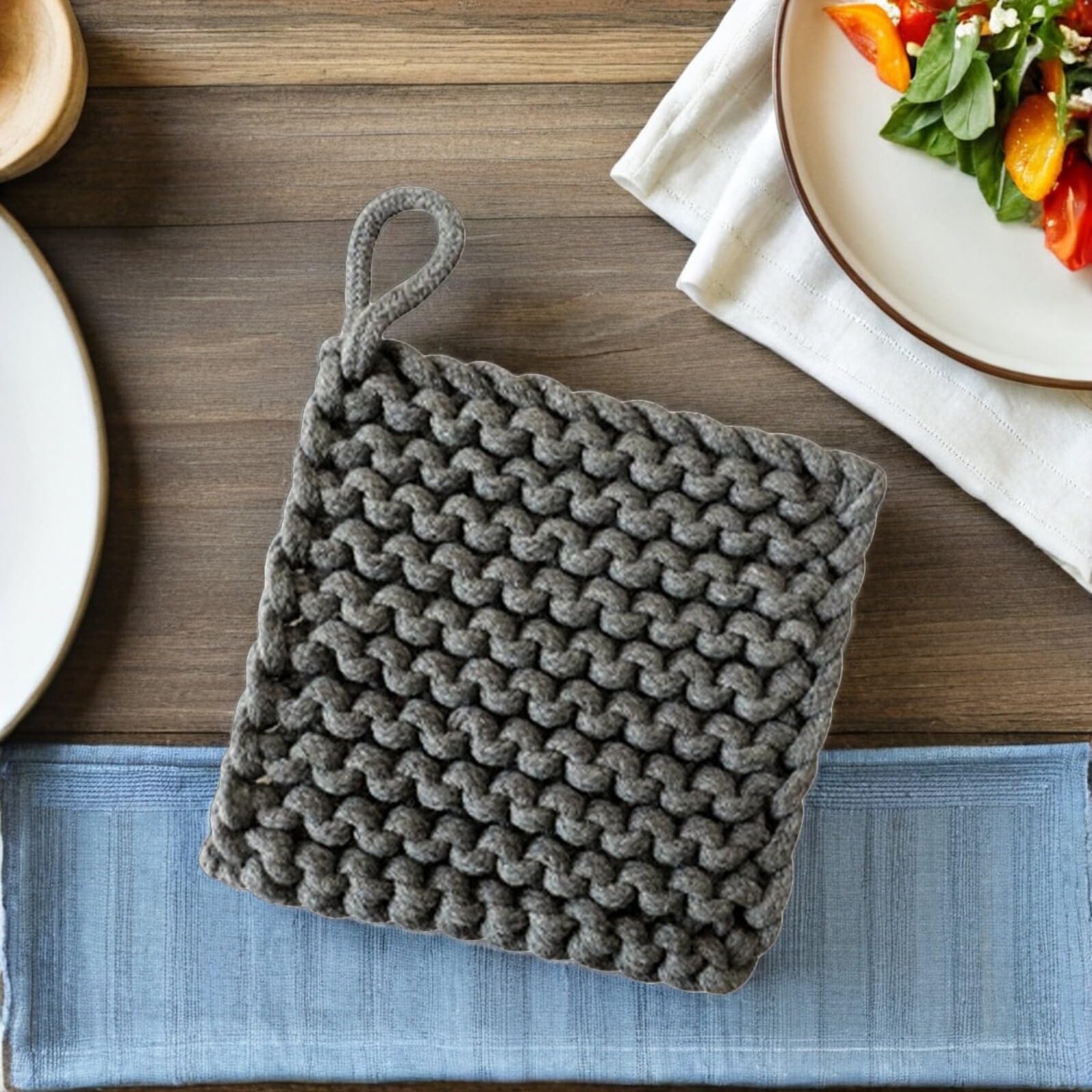 Set 3 Pezzi Presine la Cucina in Cotone Fatto a Mano, Quadrate e Resistenti al Calore, per Eventi di Ristorazione e Uso Quotidiano in Cucina