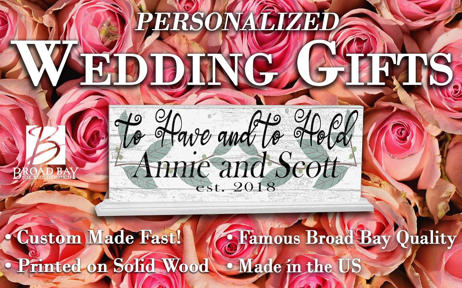 Custom Wedding Gift or Anniversary Family Established Sign Name & Est. Date for Mantel or Shelf - Solid Wood - 16.5in x 6.25in x 3in (To Have & To Hold)