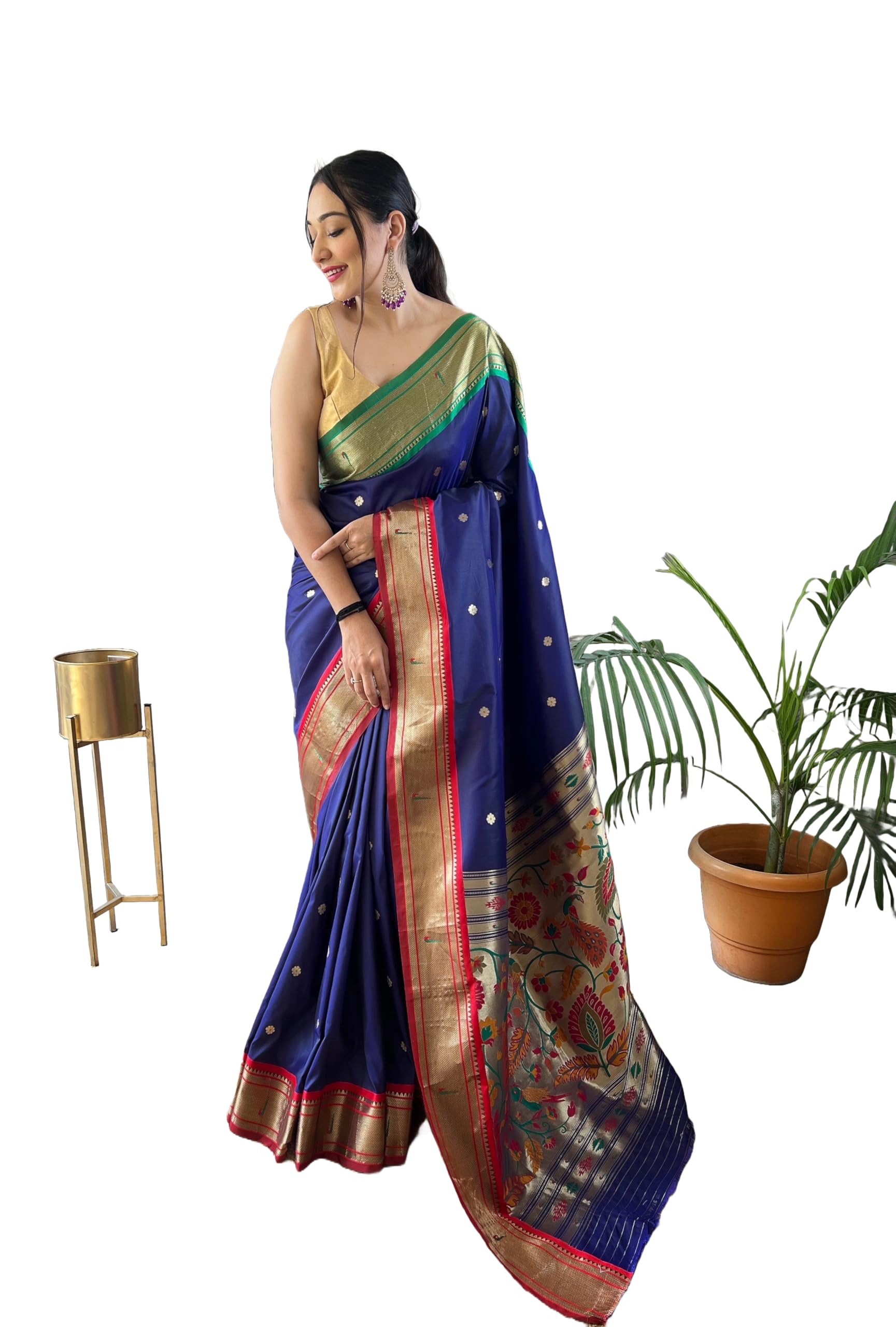 Paithani Woven silk Saree with Unstitched Blouse