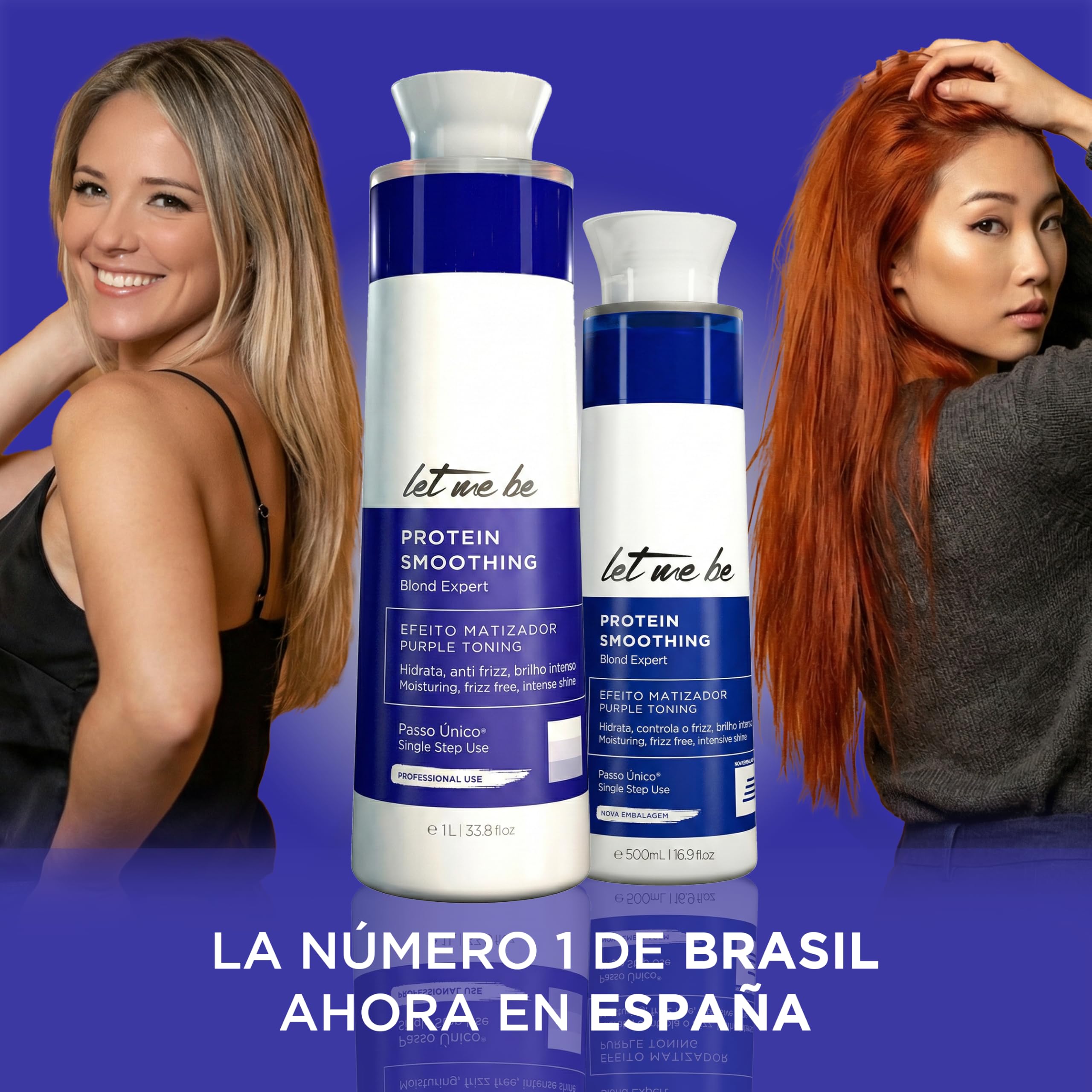 Let Me Be – Protein Smoothing Blond Expert, 1-Schritt Glättung ohne Formaldehyd, mit Keratin & Bio-Wirkstoffen, schützt blondes, graues & blondiertes Haar – 100 % brasilianisch (500ml)
