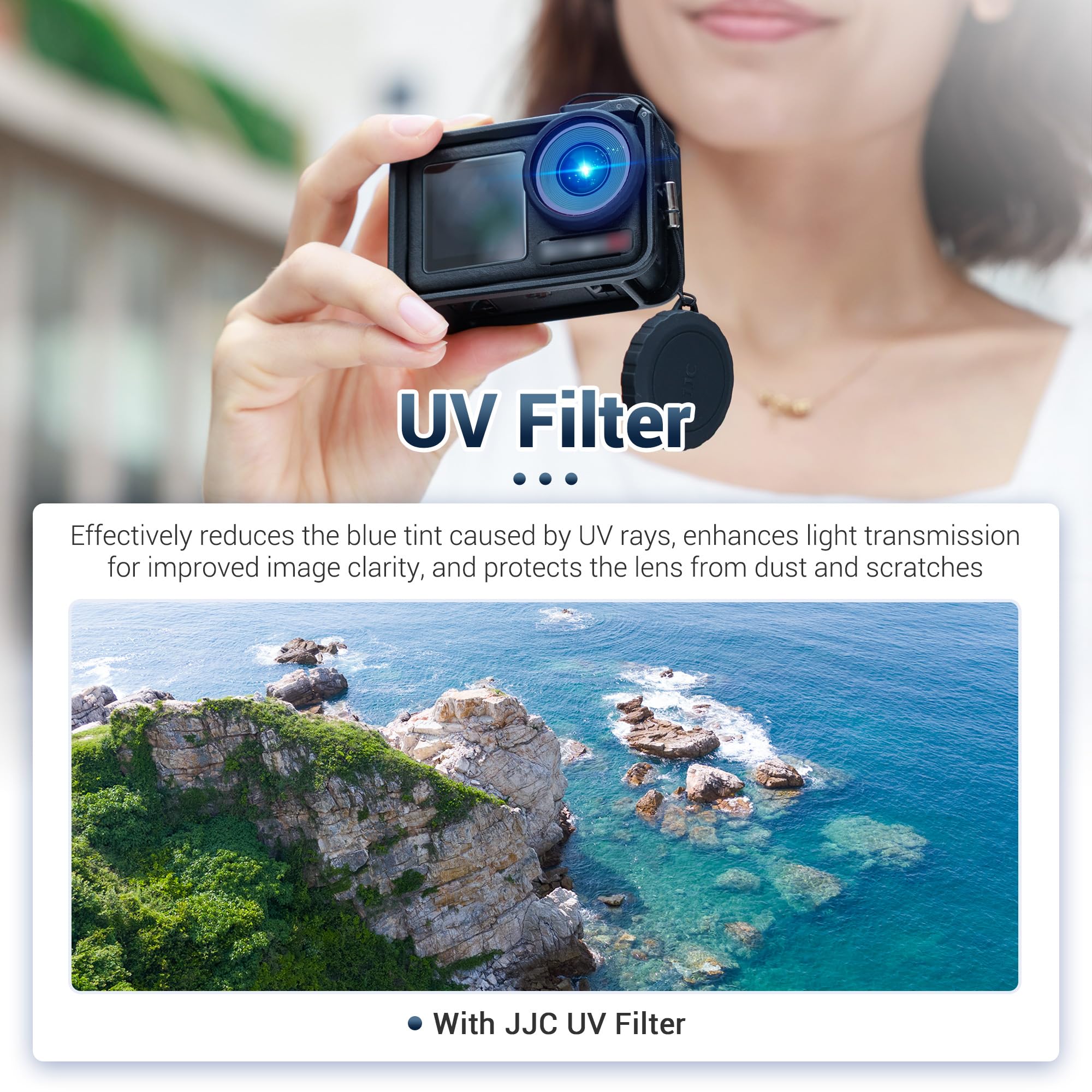 Osmo Action 5 Pro 4 filtr UV z silikonową nasadką na soczewki, zestaw szklanej osłony obiektywu do DJI Osmo Action 5 Pro/4, filtr UV, szkło optyczne HD, absorbuje światło ultrafioletowe, akcesoria