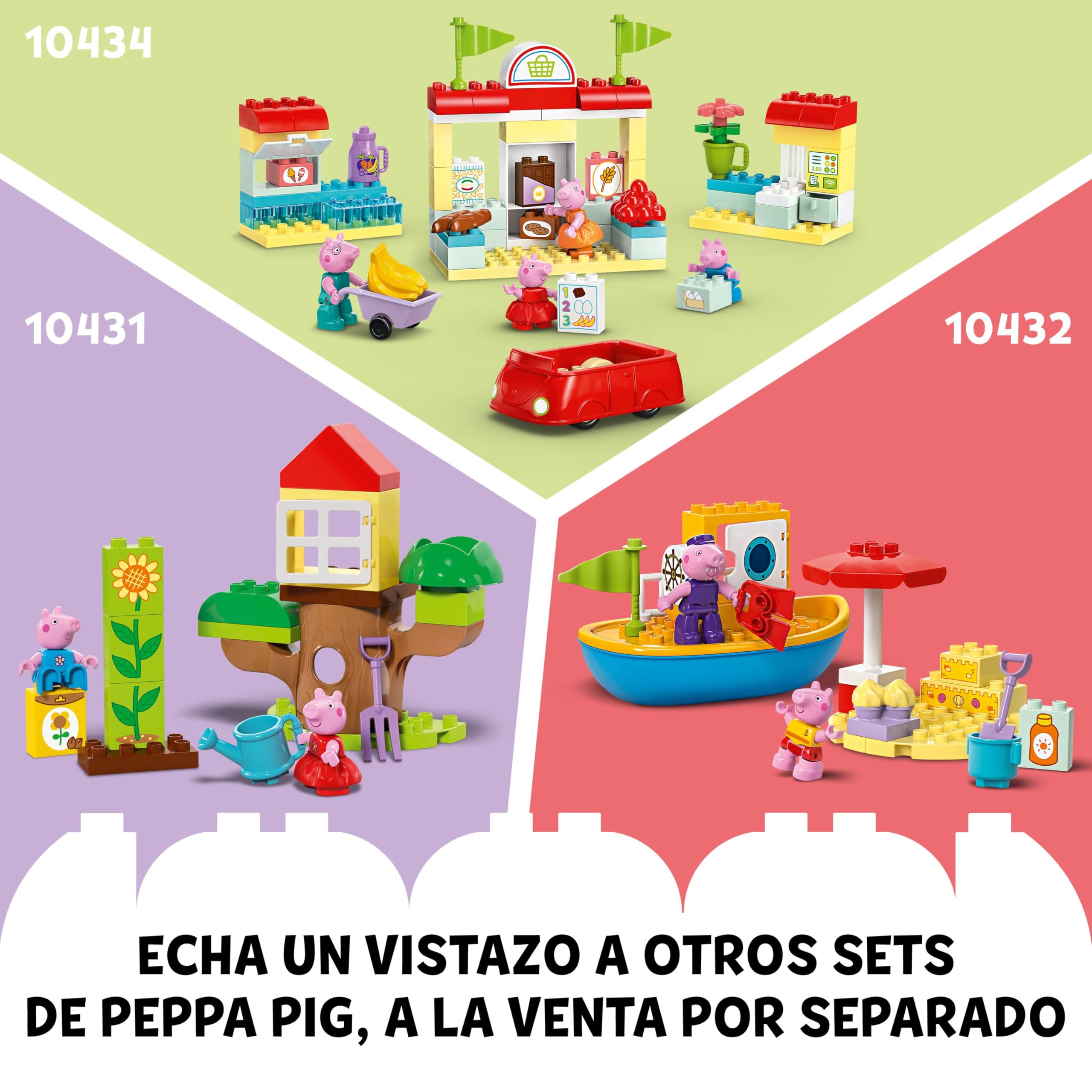 LEGO Duplo Casa de Cumpleaños de Peppa Pig Casita de Juguete con 3 Figuras y Tarta, Juego de Aprendizaje para Construir, Regalo para Niñas y Niños de 2 Años o Más 10433