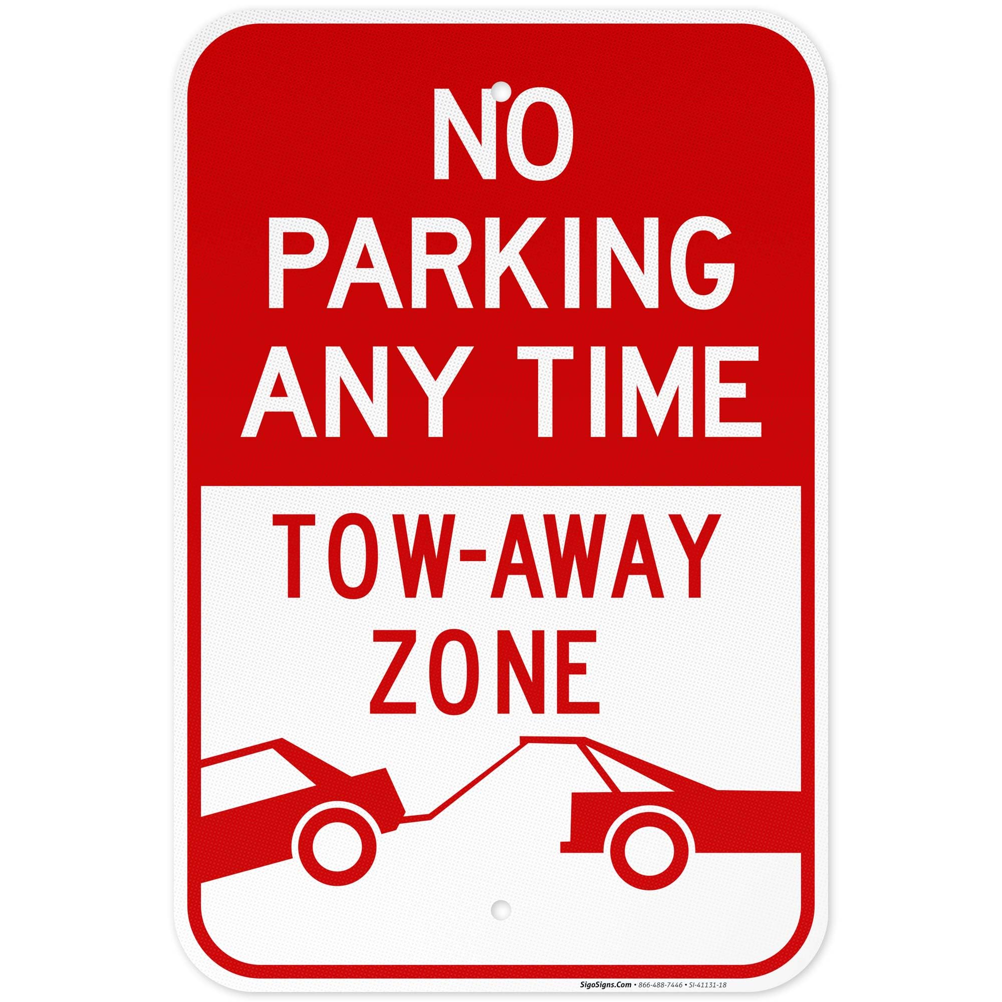 No Parking Tow Away Zone Sign, 12x18 Inches, 3M EGP Reflective .063 Aluminum, Fade Resistant, Easy Mounting, Indoor/Outdoor Use, Made in USA