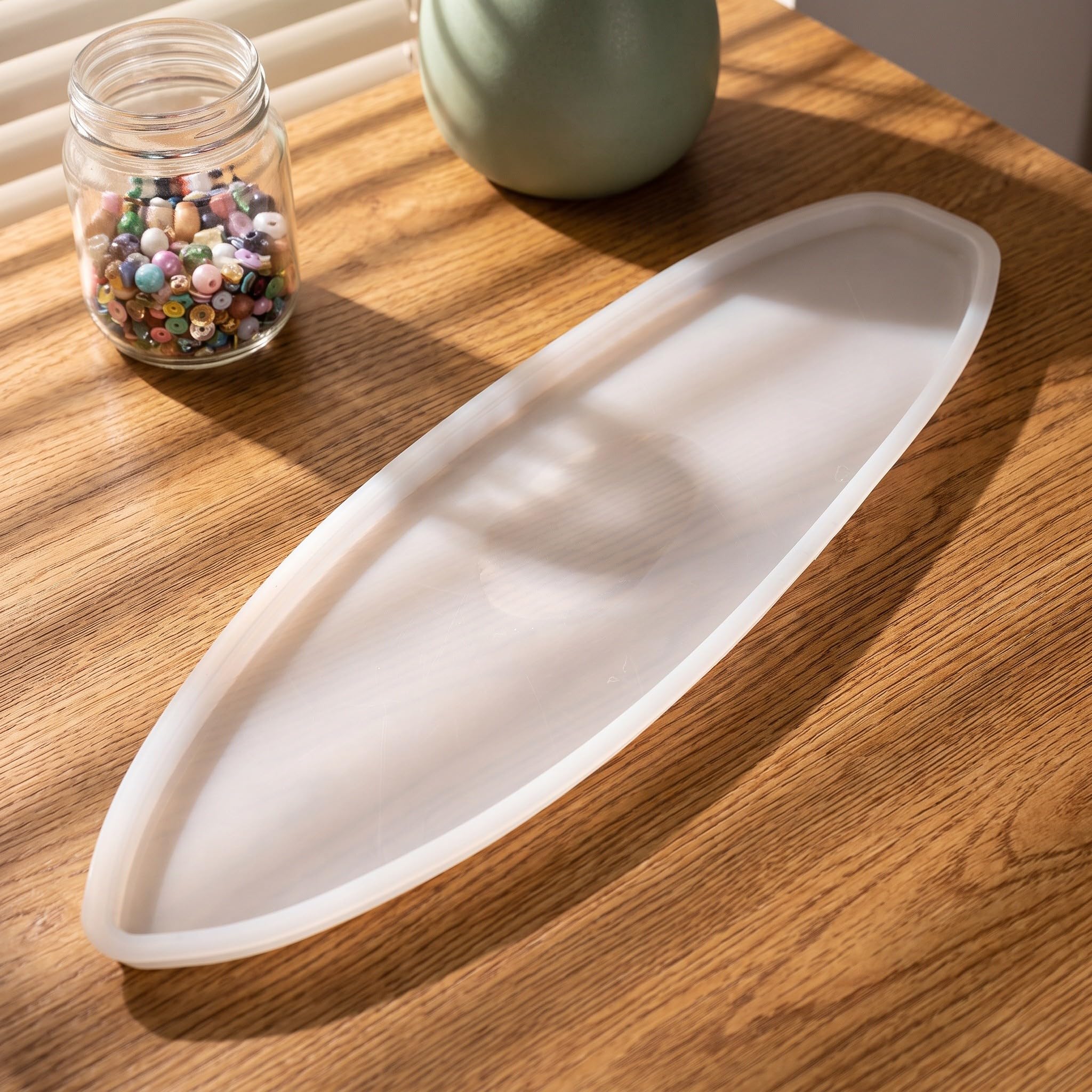 Lurrose 2 moldes de silicona para resina de tabla de surf, para epoxi, | Fácil de desmoldar, reutilizable para arte en resina hecho a mano, crea bandejas para servir con temática playera, adornos